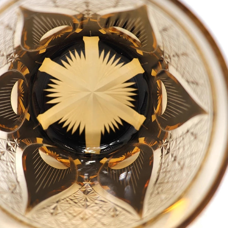 VIANASA'S Golden Chrysanthemum Flame Edo Kiriko Whiskey Glass - Goglasscup