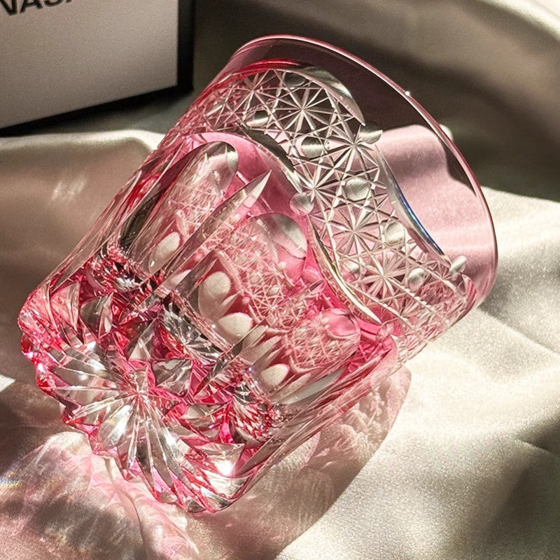 Edo Kiriko Handcrafted Ruby Prism Whisky Glass Goglasscup