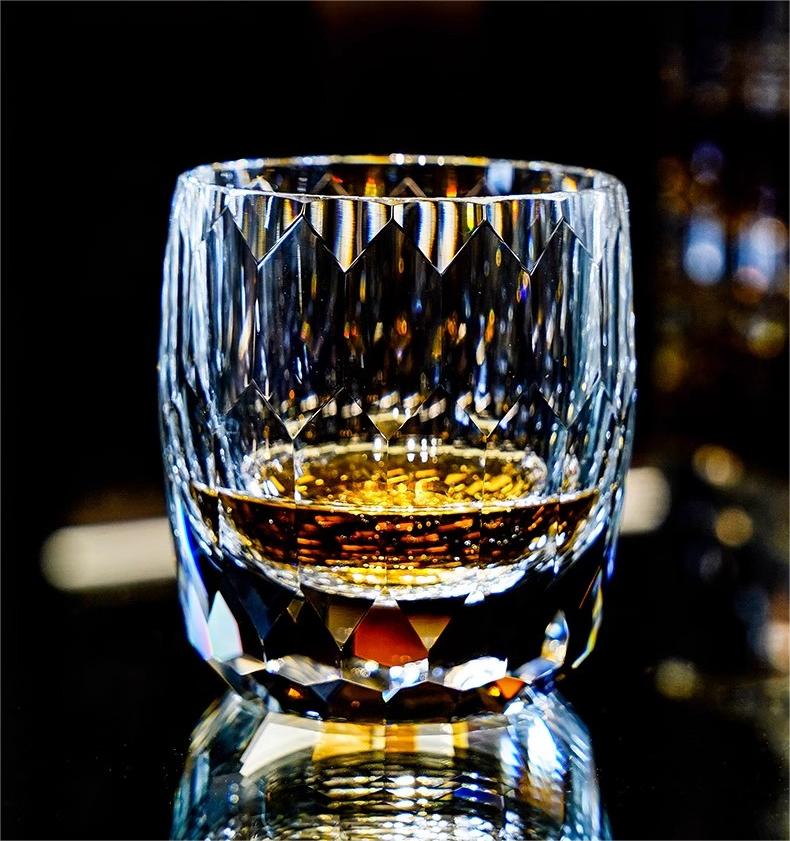 Japanese Edo Kiriko Diamond Faced K9 Crystal Whiskey Glass