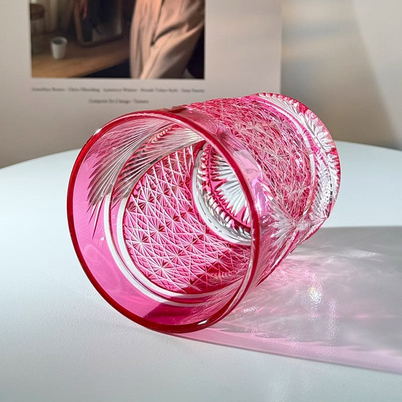 Edo Kiriko Handcrafted Red Goddess Whiskey Glass - Japanese GoGlassCup