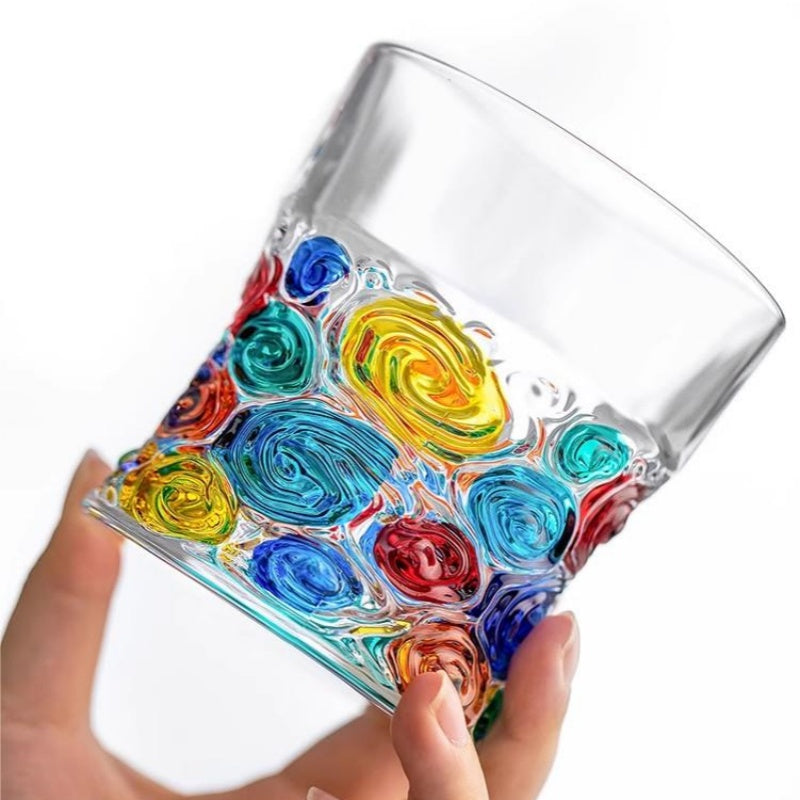 ZECCHIN Colored Glass Whiskey Colorful Van Gogh Pattern Glass