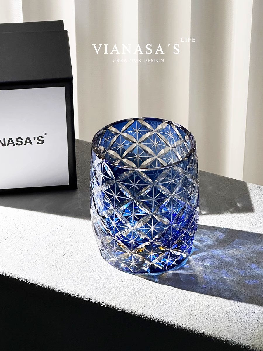 Blue Starry Sky Edo Kiriko Whiskey Glass