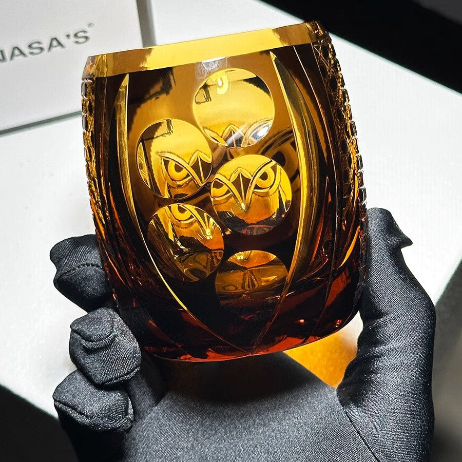 VIANASA'S Edo Kiriko Owl Whiskey Glass - Goglasscup