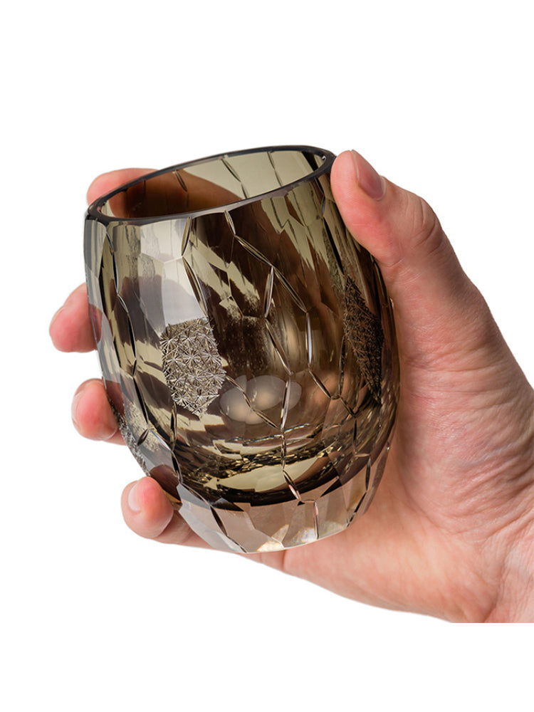 GOGLASSCUP Ice Crack Chrysanthemum Pattern Whiskey Glass - Goglasscup