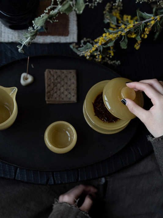 GoGlassCup Vintage Amber Colored Tea Set - Goglasscup