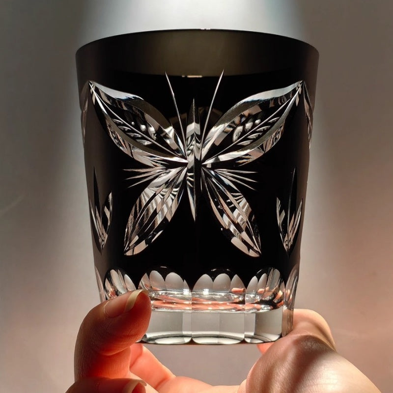 Black Butterfly Crystal Whiskey Glass