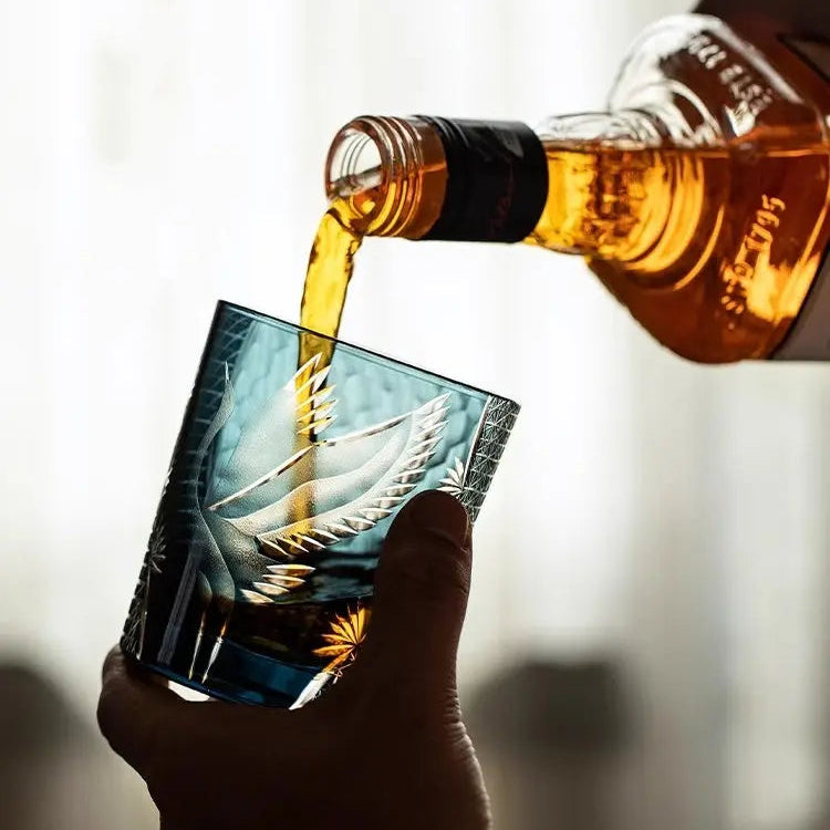 KAGAMI Edo Kiriko Whiskey Glass Crane