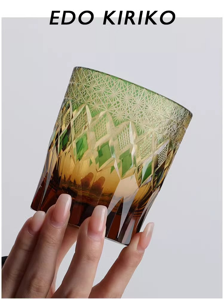 GoGlassCup Yoshiki Sui Smoky Crystal Edo Kiriko Whiskey Glass Goglasscup