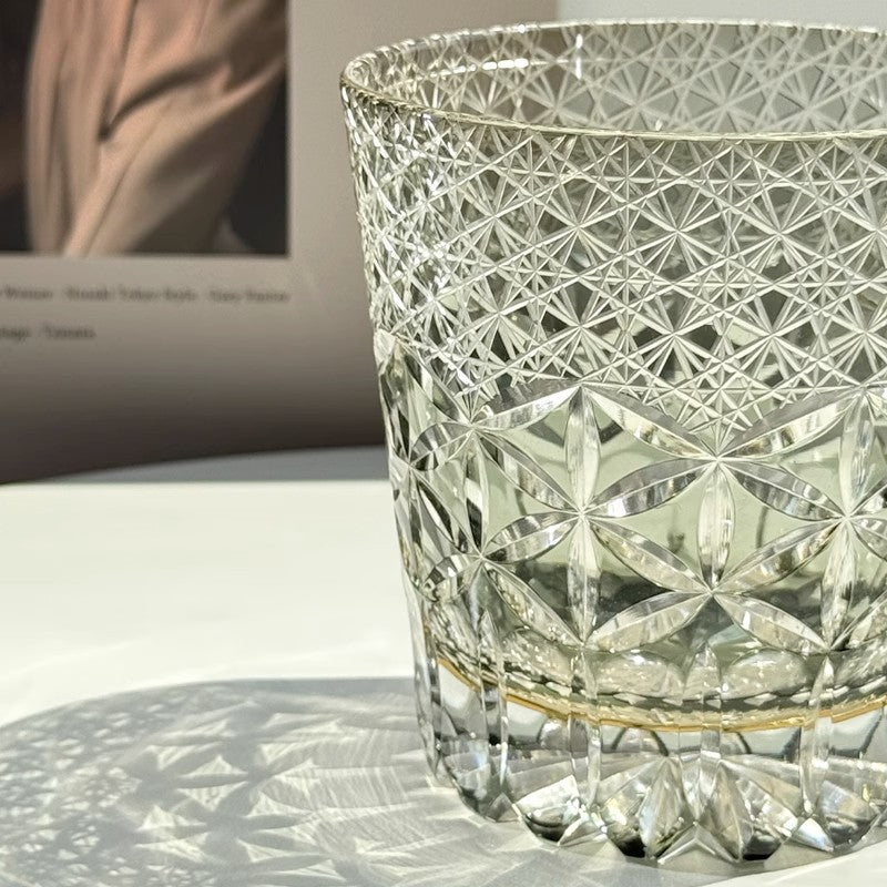 Edo Kiriko Whiskey Glass-Star Shield GoGlassCup