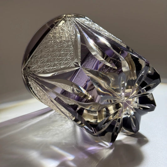 Edo Kiriko Whiskey Glass-Purple Ice GoGlassCup