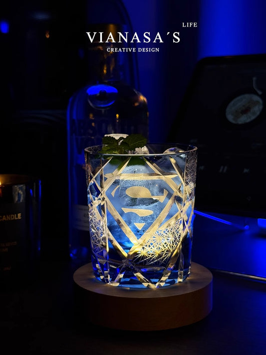 VIANASA'S Superman Returns Edo Kiriko Whiskey Glass - Goglasscup