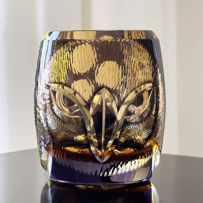 Edo Kiriko Owl Whiskey Glass-Limited Goglasscup