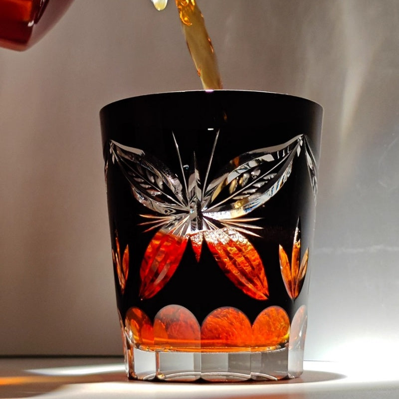 Black Butterfly Crystal Whiskey Glass