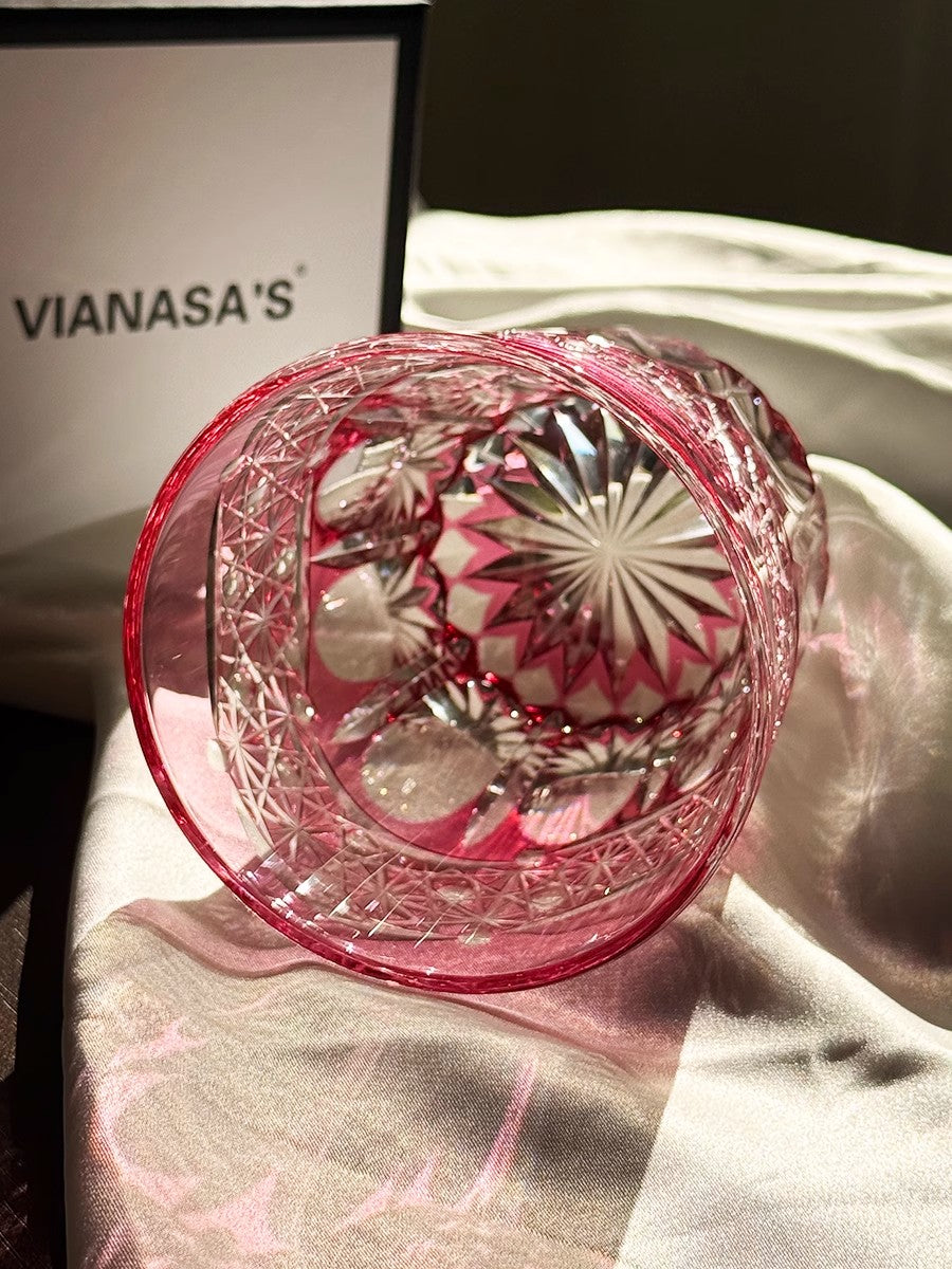 Edo Kiriko Handcrafted Ruby Prism Whisky Glass Goglasscup