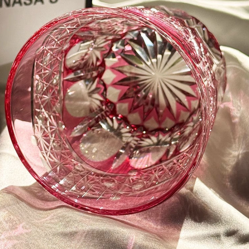 Edo Kiriko Handcrafted Ruby Prism Whisky Glass Goglasscup