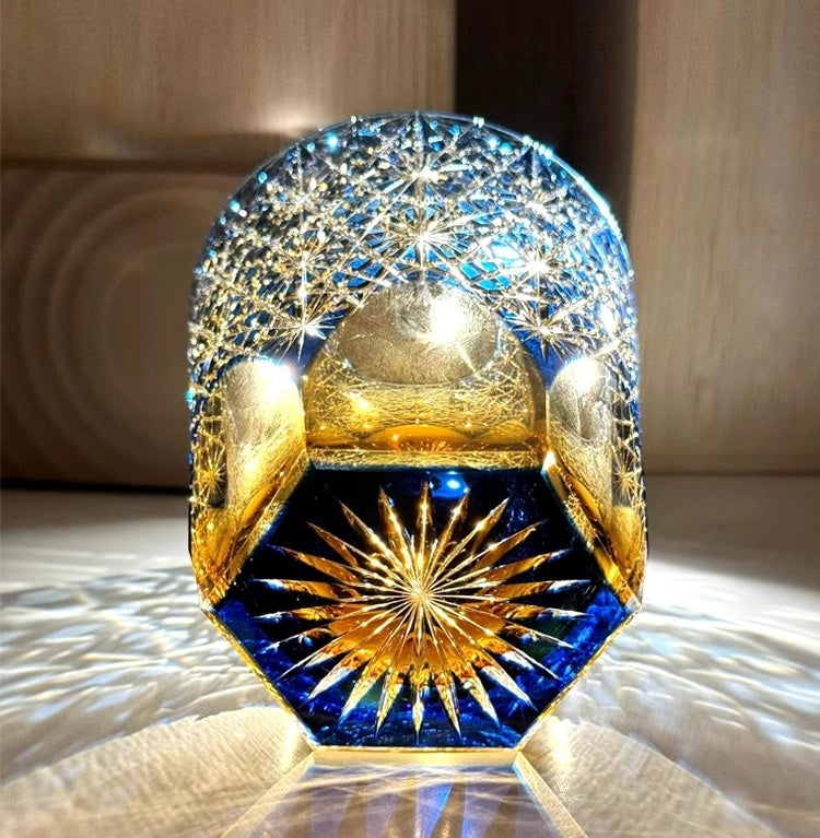 CALLURE Blue Daisy Edo Kiriko Whiskey Glass - Goglasscup