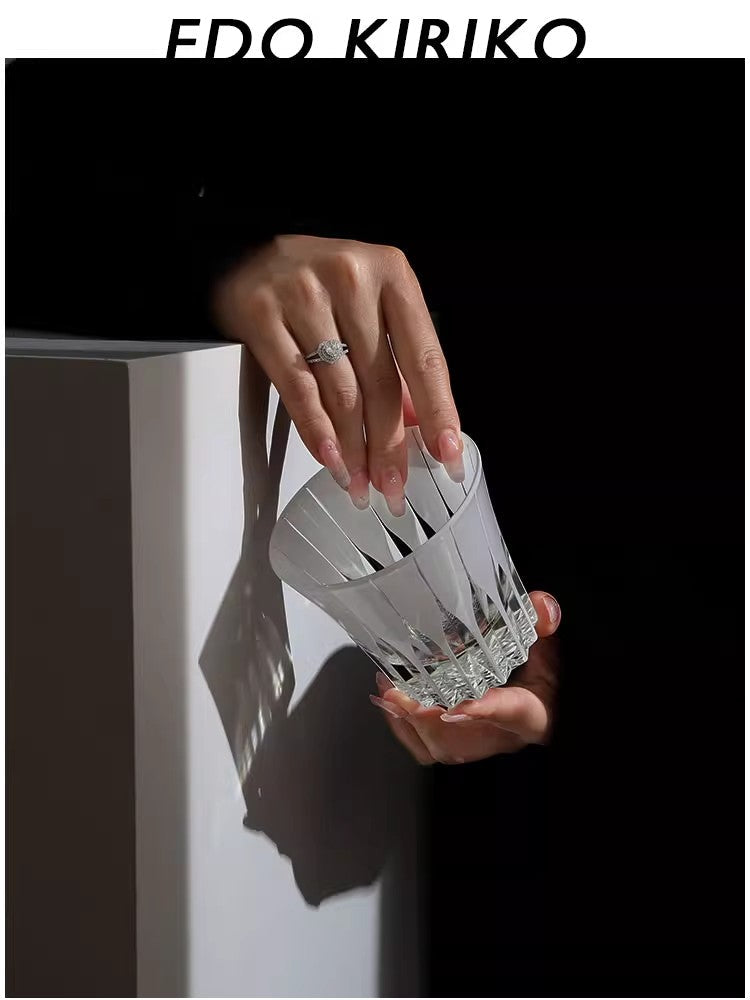 GoGlasscup Vintage White Star-shaped Wabi-sabi Edo Kiriko Whiskey Glass Goglasscup