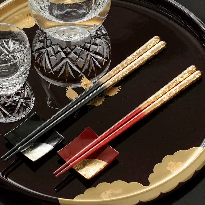 ISSOU Auspicious Clouds Japanese Handcrafted Wooden Chopsticks Wedding Gift Set GoGlassCup