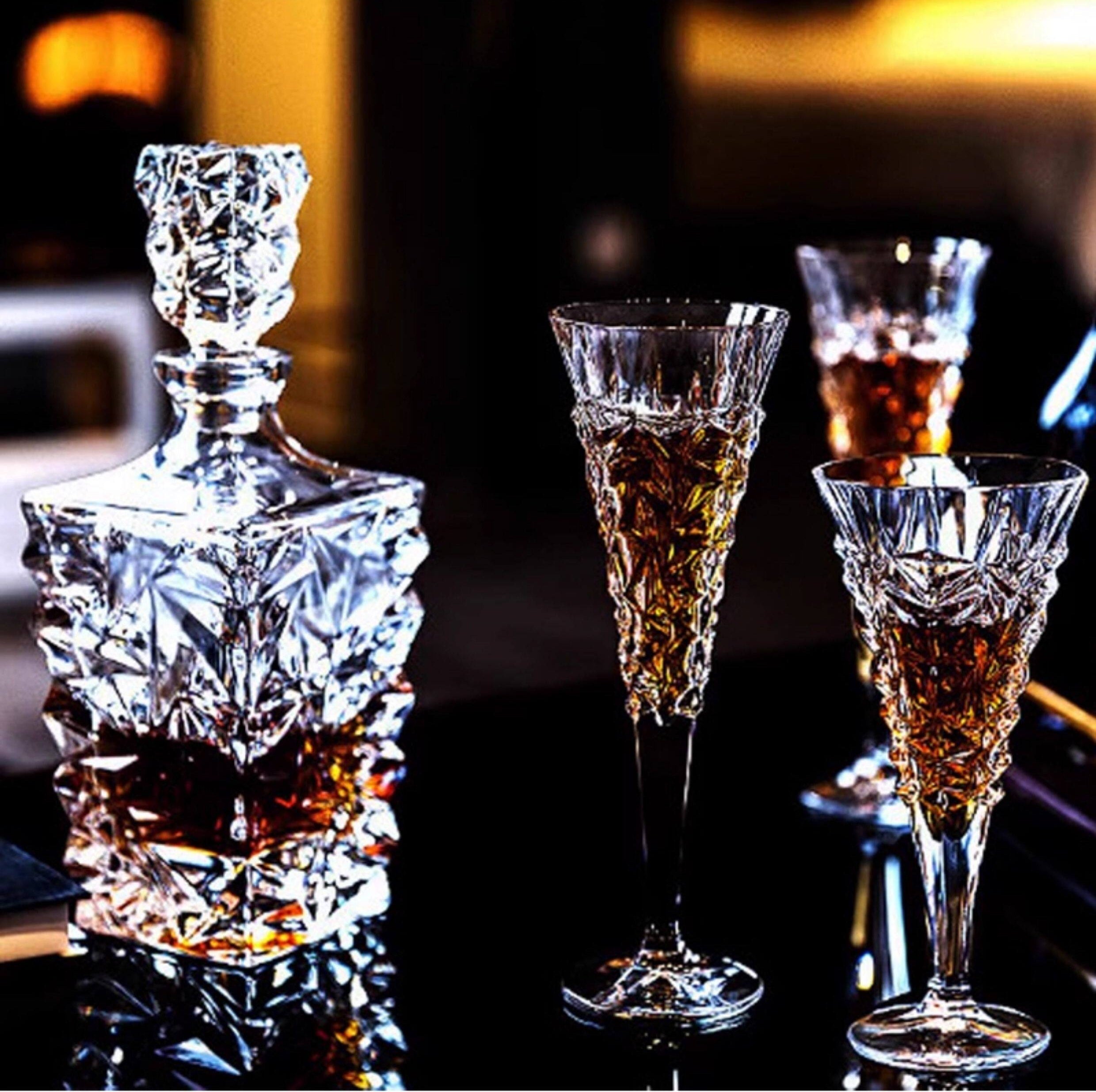 Bohemia GLACIER Champagne Glasses Decanter Gift Set