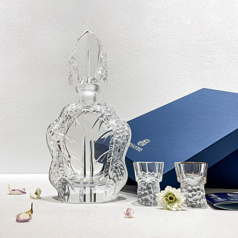 BOHEMIA Crystal HALAMA Handmade Vintage Frosted Wine Decanter