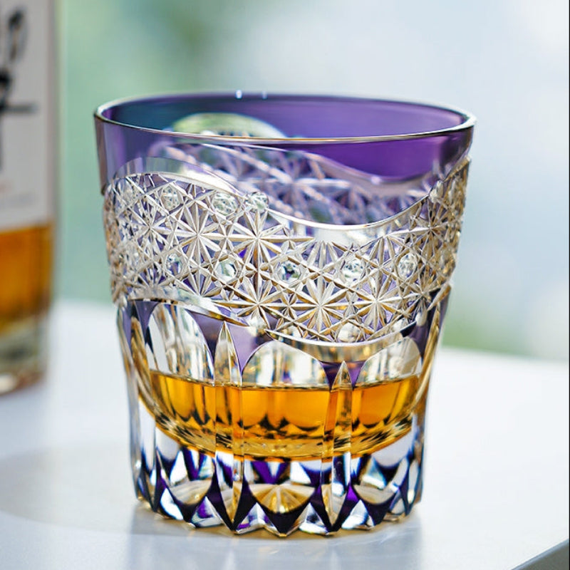 Edo Kiriko Handcrafted Amethyst Prism Whiskey Glass GoGlassCup