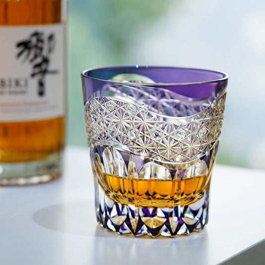 Edo Kiriko Handcrafted Amethyst Prism Whiskey Glass GoGlassCup