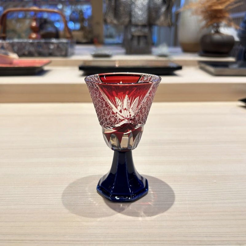 Edo Kiriko Handcrafted Hanabishi Goblet Glass Collection