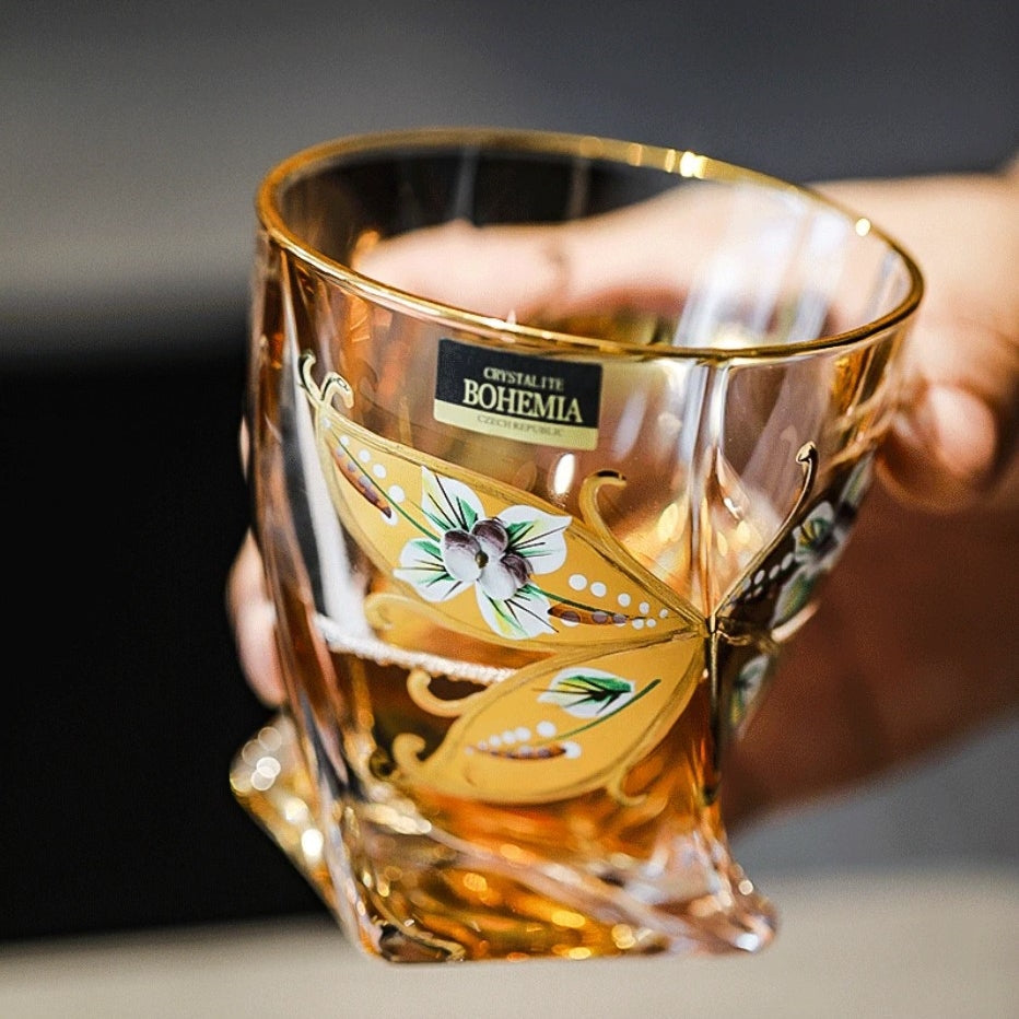 Bohemia Crystalite Butterfly Whisky Decanter Set
