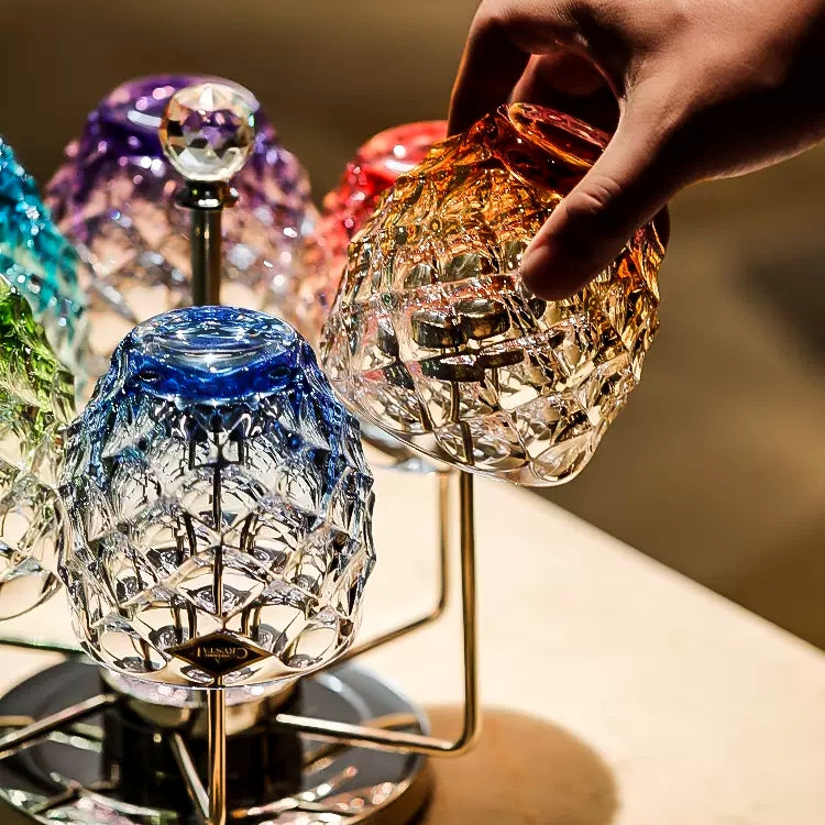 Bohemia Crystal Chroma Whisky Glasses with Stand Set