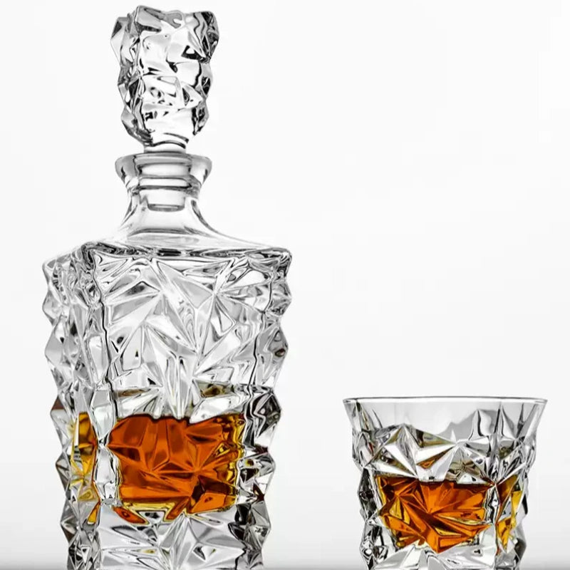 BOHEMIA GLACIER Crystal Whisky Decanter Set