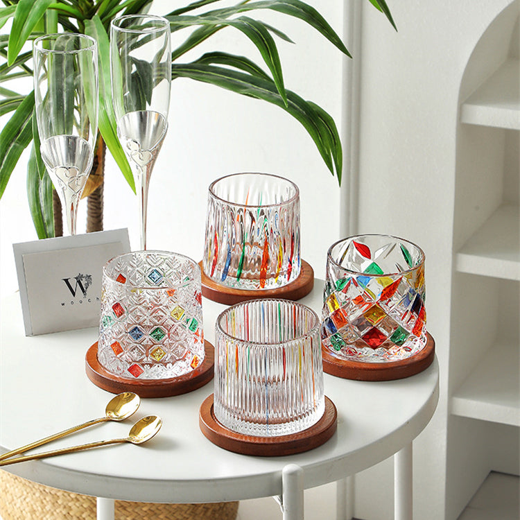 WOOCH Rotating Multi Color Stained Whisky Glass With Gift Box