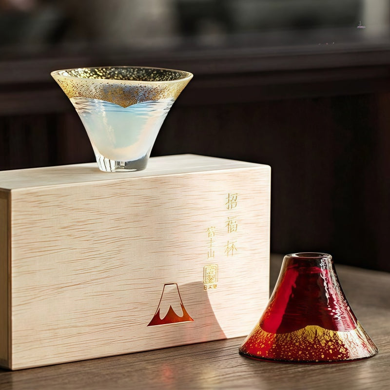 Toyo Sasaki Handcrafted Shinku & Yuki Fuji Sake Glass Set