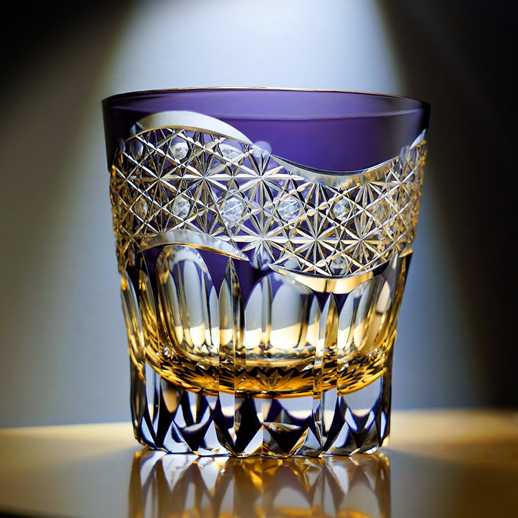 Edo Kiriko Handcrafted Amethyst Prism Whiskey Glass GoGlassCup