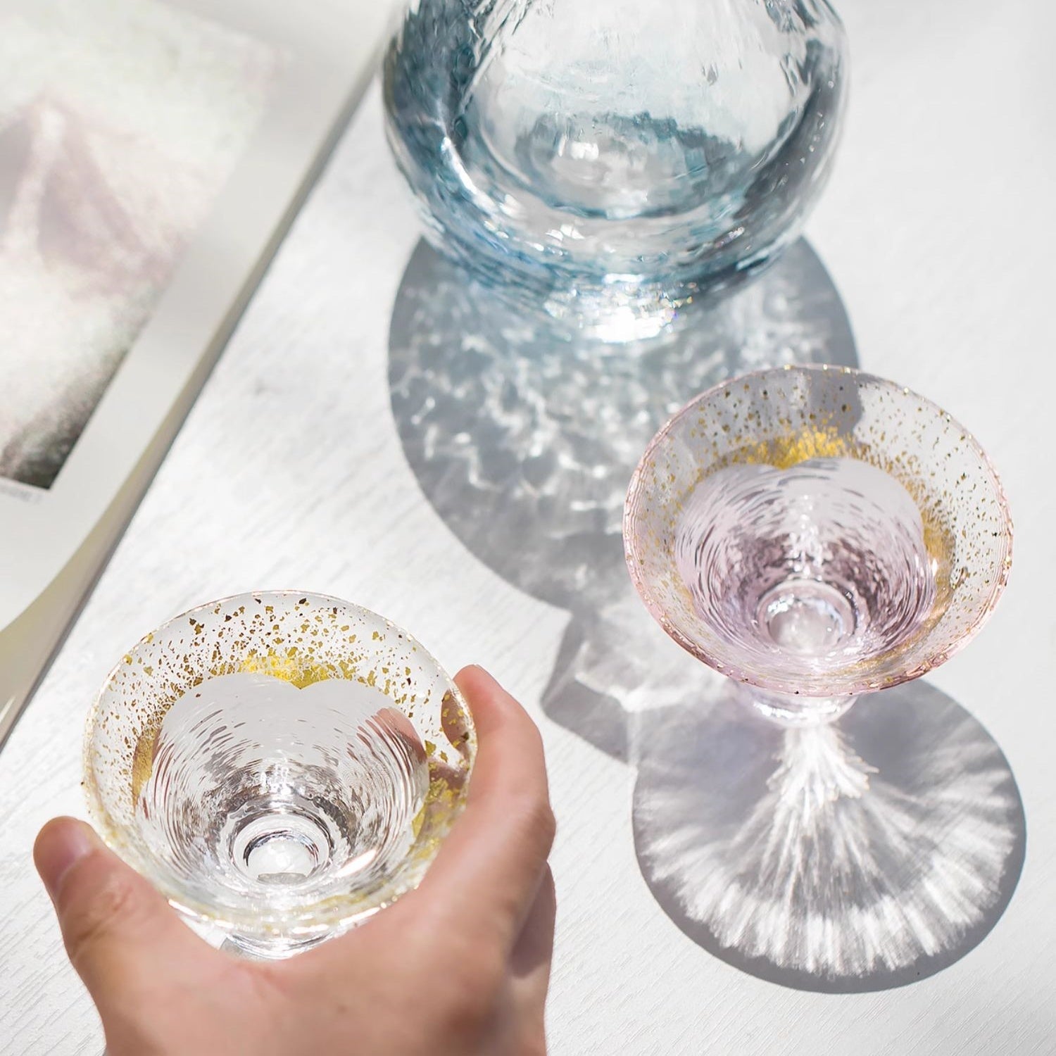 Toyo Sasaki Handcrafted Kinka & Sakura Fuji Glass Set