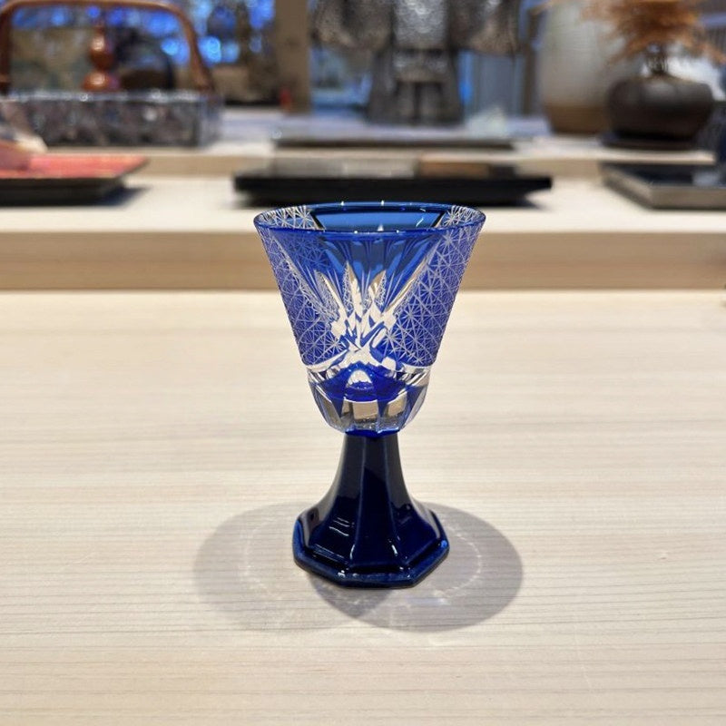 Edo Kiriko Handcrafted Hanabishi Goblet Glass Collection