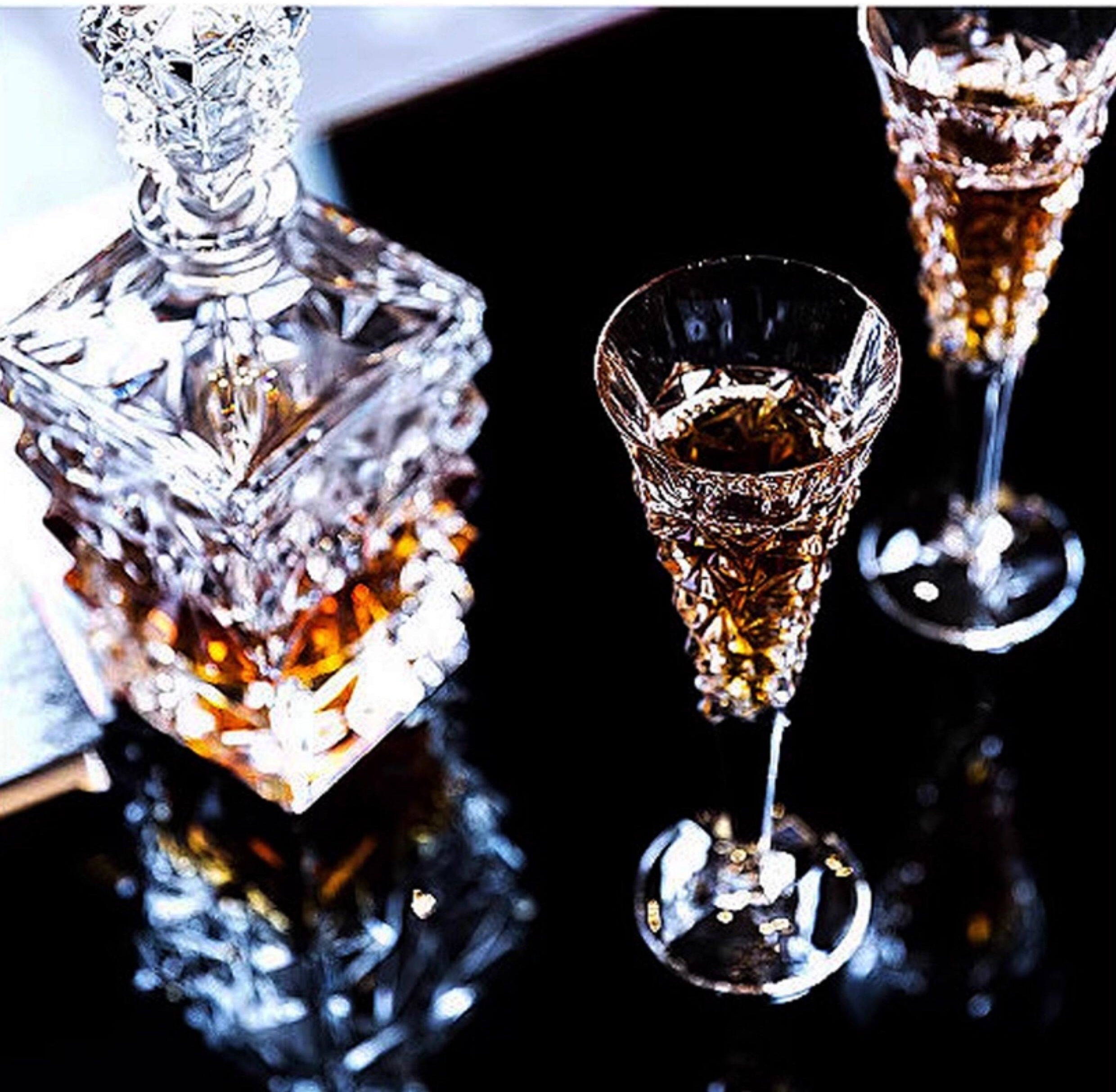 Bohemia GLACIER Champagne Glasses Decanter Gift Set