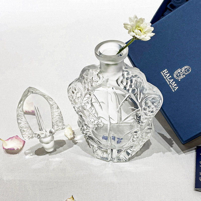BOHEMIA Crystal HALAMA Handmade Vintage Frosted Wine Decanter