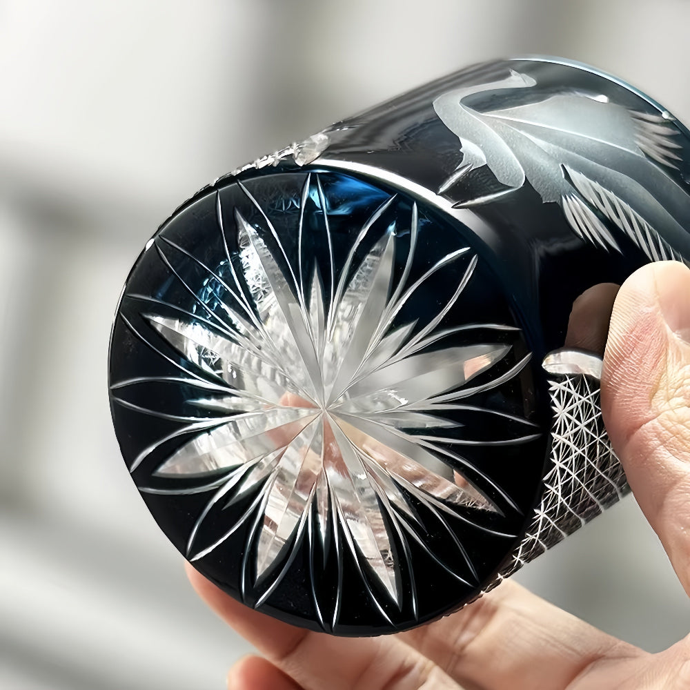 Edo Kiriko Whiskey Glass flying Crane