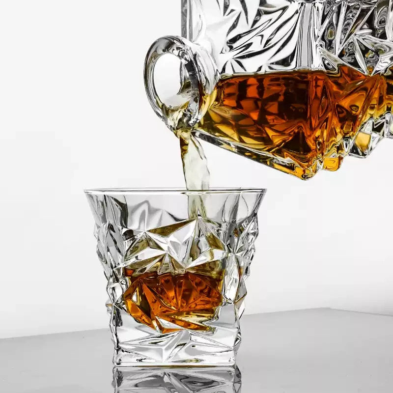 BOHEMIA GLACIER Crystal Whisky Decanter Set