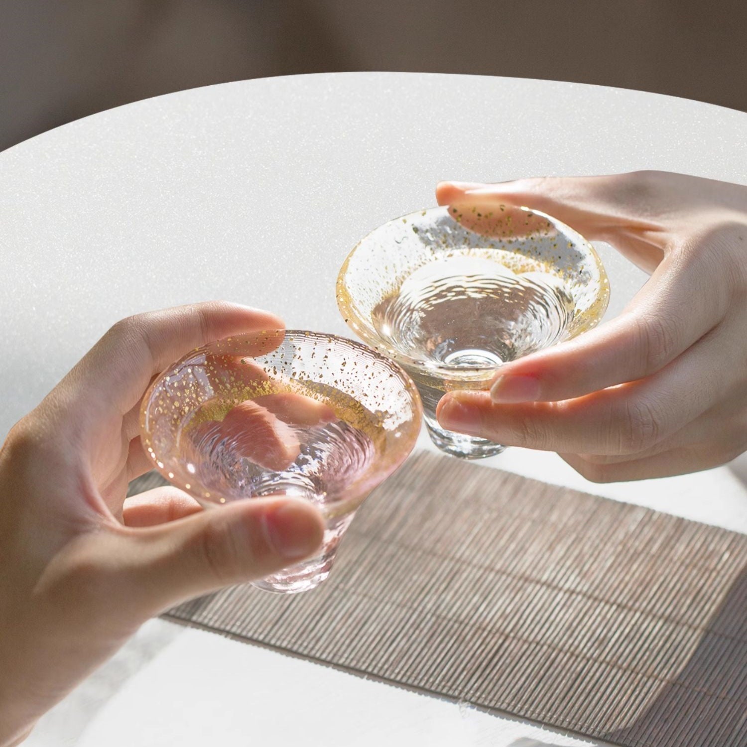 Toyo Sasaki Handcrafted Kinka & Sakura Fuji Glass Set