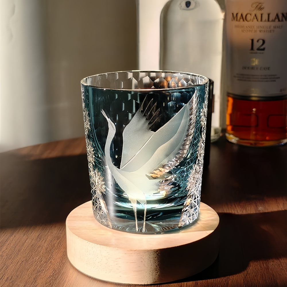 Edo Kiriko Whiskey Glass flying Crane