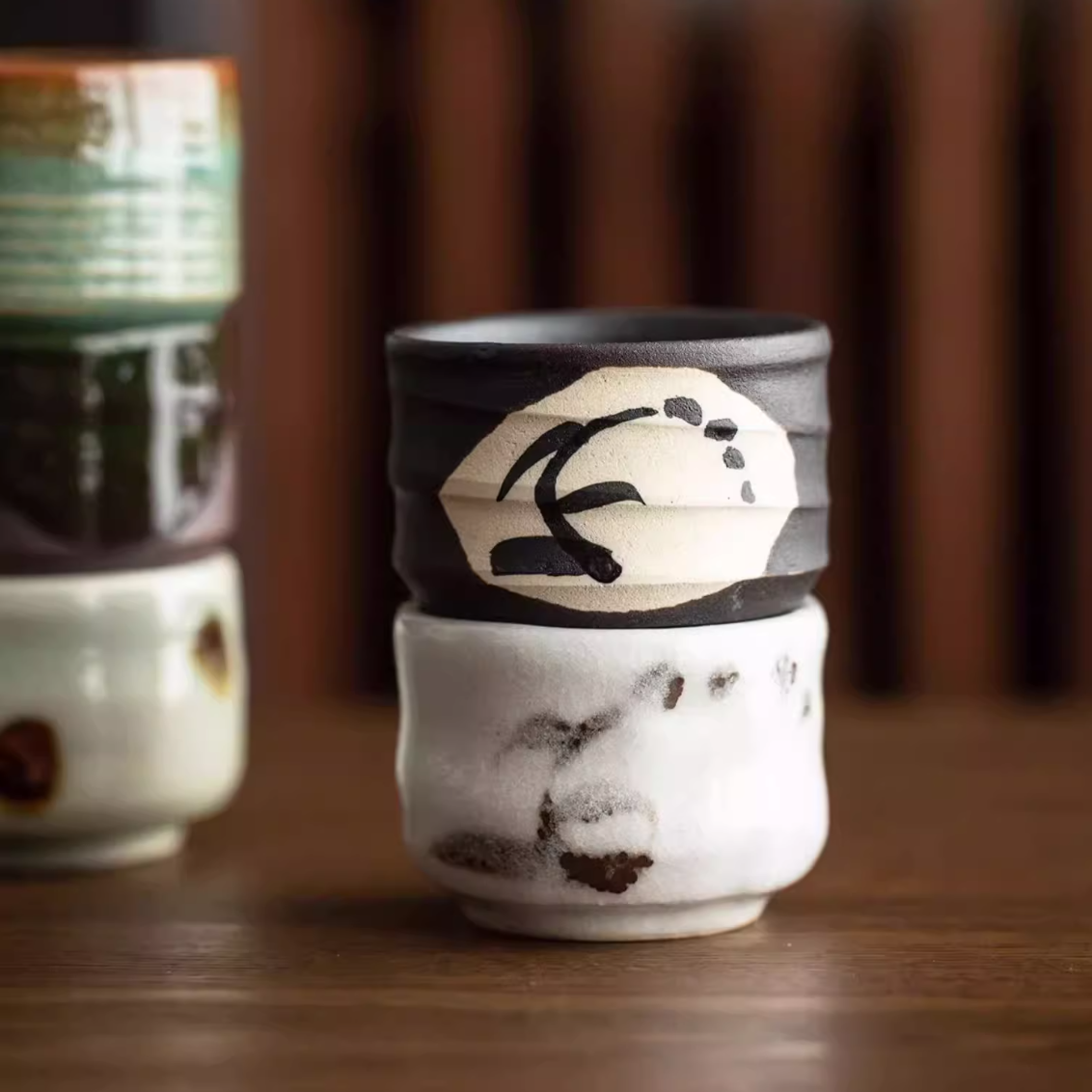 Hatsuichi Mino Ware Handcrafted Yuugiri Ceramic Tea Cups Set