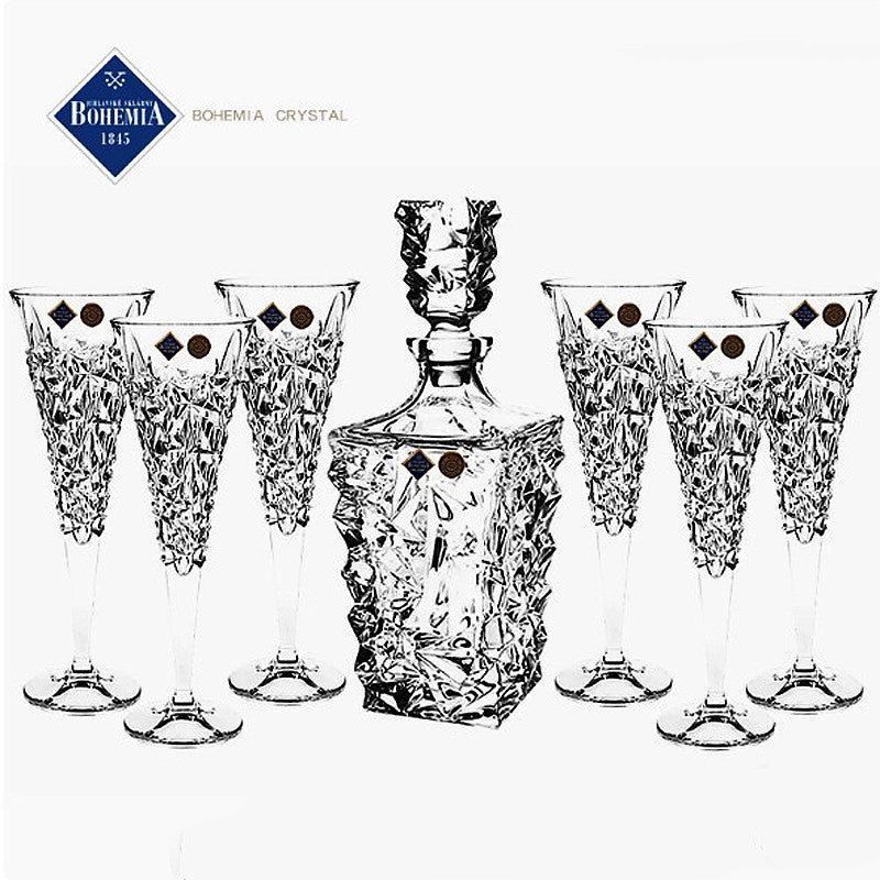 Bohemia GLACIER Champagne Glasses Decanter Gift Set