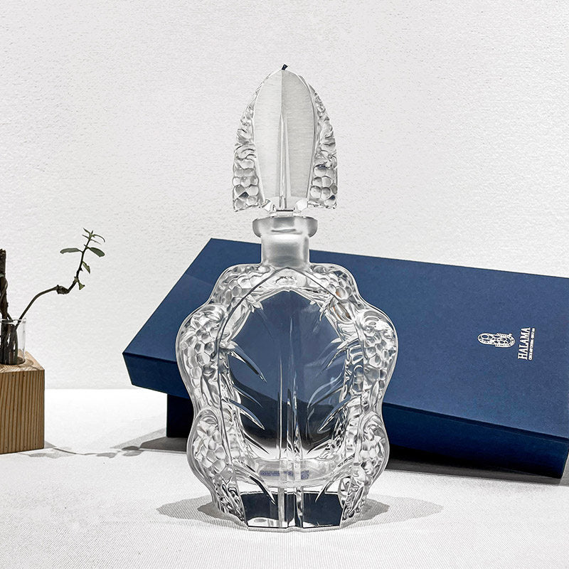 BOHEMIA Crystal HALAMA Handmade Vintage Frosted Wine Decanter