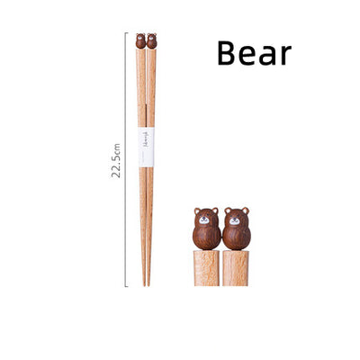 GoGlassCup Japanese Handcrafted Pet Sculpture Wooden Children's Chopsticks - Goglasscup