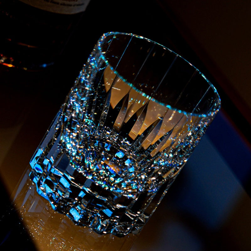 Edo Kiriko Handcrafted Crystal Royale Iridescent Whisky Glass with Wooden Box