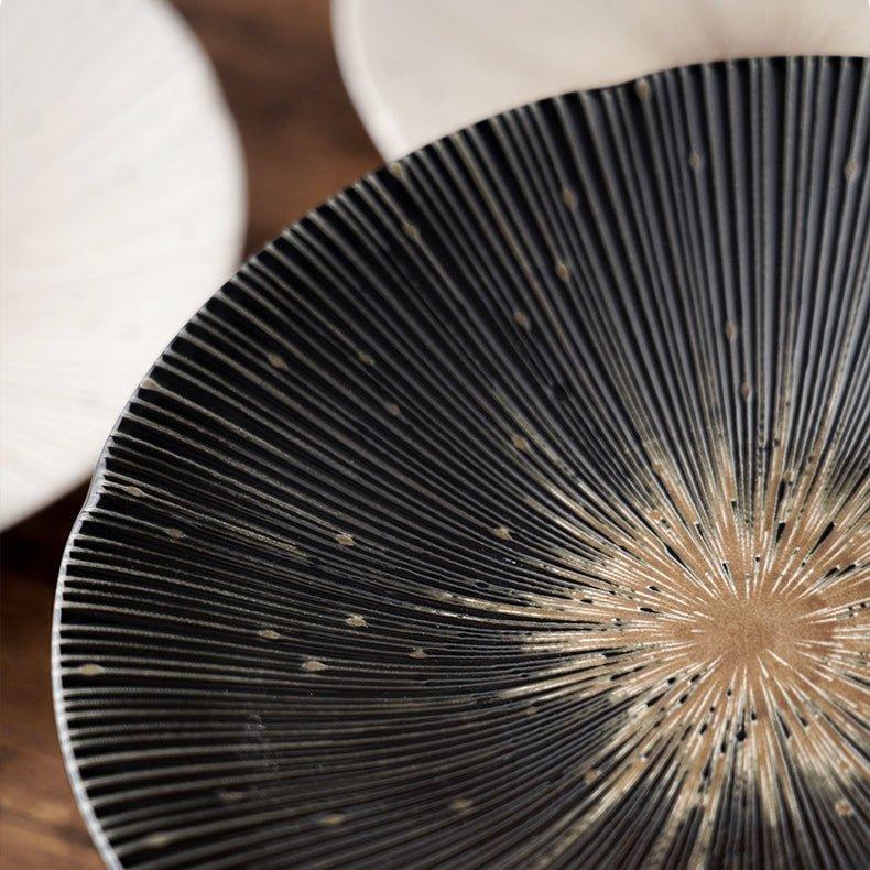 Handcrafted Japanese Mino Ware Ceramic Wrinkled Plates