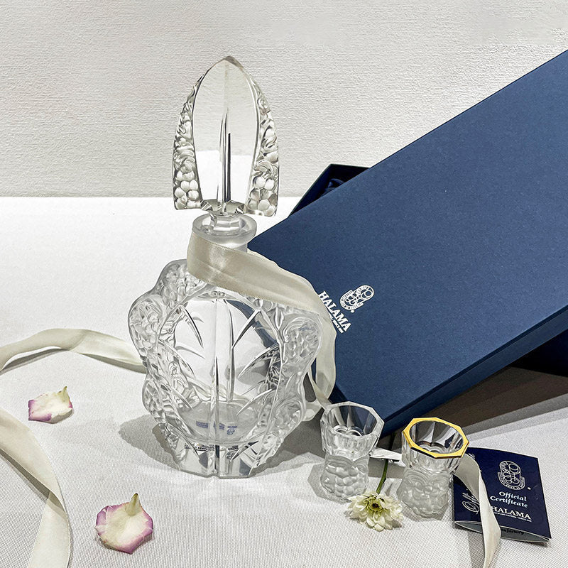 BOHEMIA Crystal HALAMA Handmade Vintage Frosted Wine Decanter