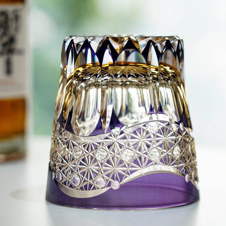 Edo Kiriko Handcrafted Amethyst Prism Whiskey Glass GoGlassCup