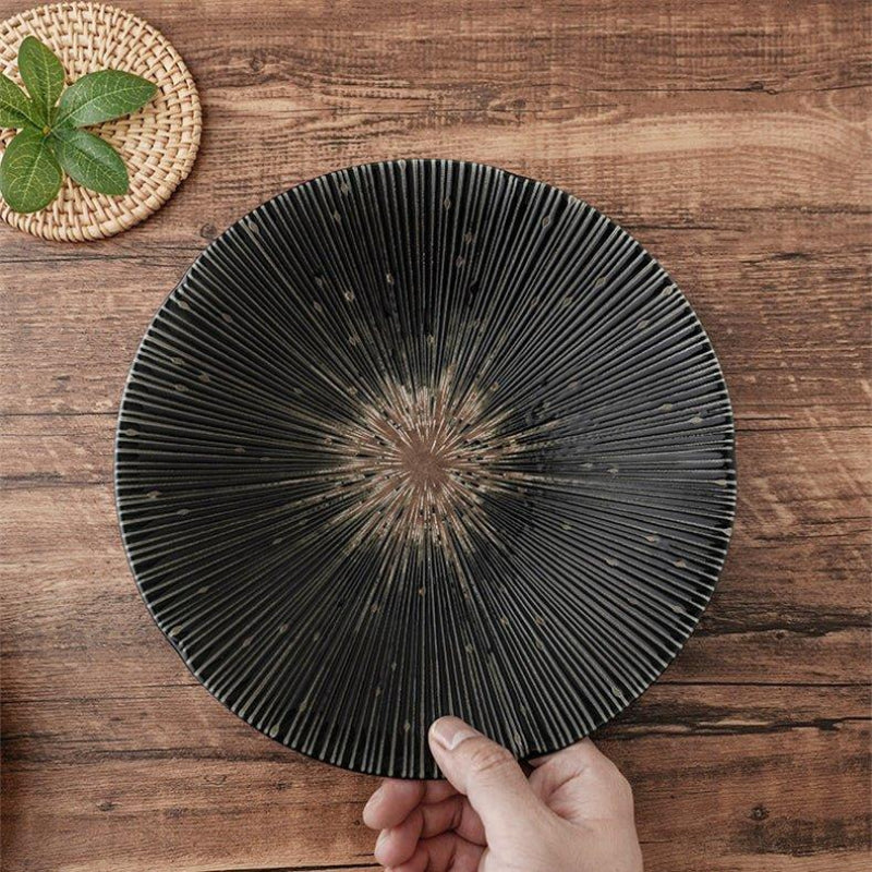 Handcrafted Japanese Mino Ware Ceramic Wrinkled Plates